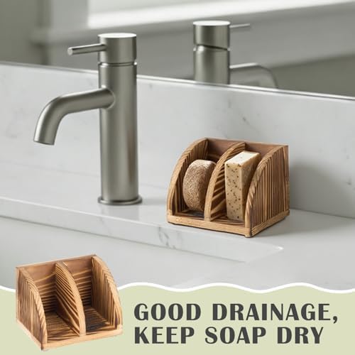 Shampoo Bar Holder Multi Bar Soap Dish, Wooden, 4.33 x 3.35 x 3.15 Inch