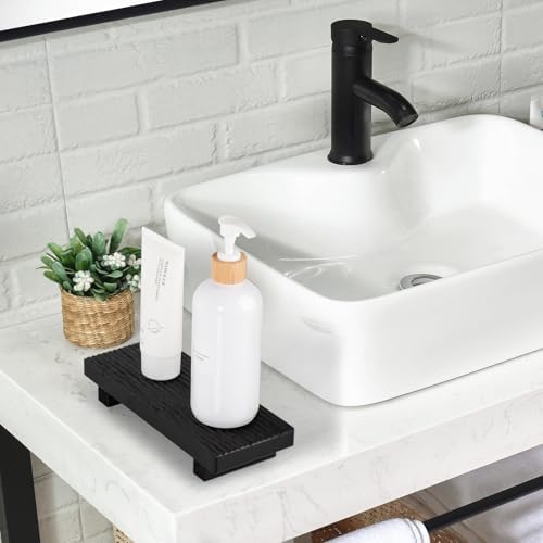 Bathroom Tray Farmhouse Decor Kitchen Soap Holder, 8.7" * 3.6" Black
