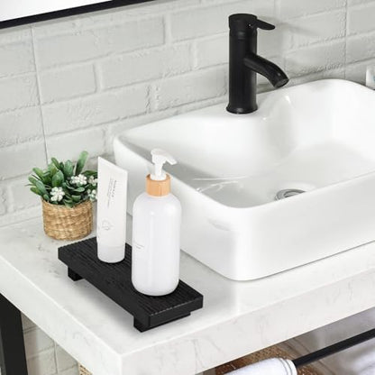 Bathroom Tray Farmhouse Decor Kitchen Soap Holder, 8.7" * 3.6" Black