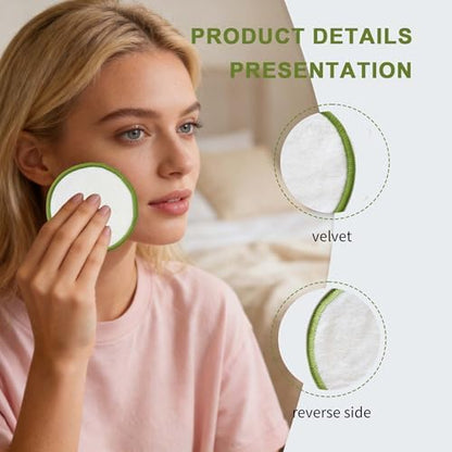 28 Pack Reusable Cotton Rounds with Washable Laundry Bag and Round Box|Travel Essentials for Skincare, Makeup Remover Pads and Storage|Reusable Makeup Remover Pads