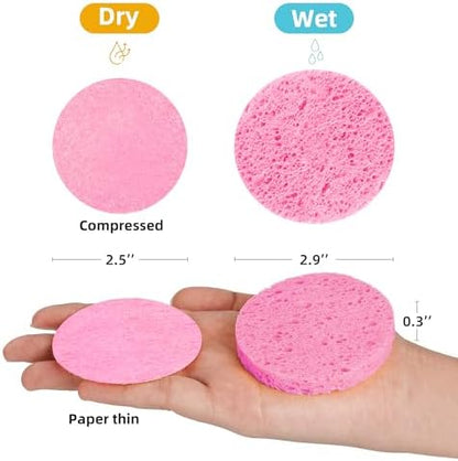 120-Count Compressed Facial sponges for Daily Facial Cleaning,Pink