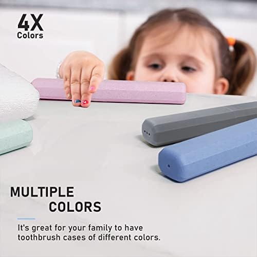 Mulbozy Travel Toothbrush Case, Portable Toothbrush Protector Cover, Breathable Wheat Straw Toothbrush Holder for Traveling, Camping, Business, Home, School, Gym, and More - 4 Packs
