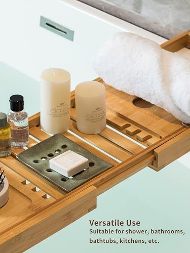 Ceramic Soap Dish for Shower, Bar Soap Holder with Self Draining