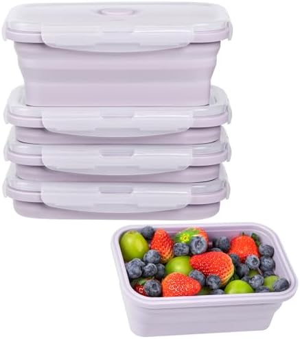 Collapsible Food Storage Containers with Airtight Lid & Vent Valve, 27 oz