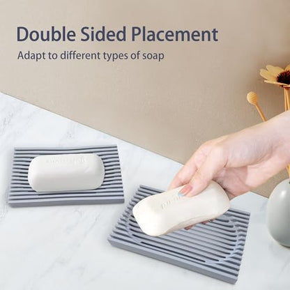 Aoheuo Modern Minimalist Soap Dish (1Pack),Drainage Silicone Soap Holder,5.5 Long by 3.15 Wide,0.55 inches high,Used for Kitchen,Bathroom,and Bar Sink(Incanus)