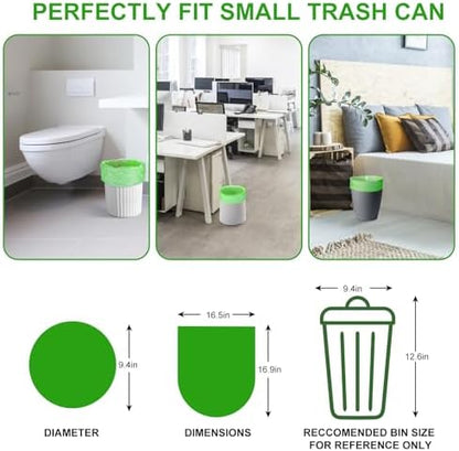 Small Trash Bags Biodegradable 1.6-Gallon - Clear Green Bulk 100 Counts Easy Tearing Compostable Mini Garbage Bag Ultra Strong Unscented Waste Basket Liners for Pet Garden Home Inwaysin
