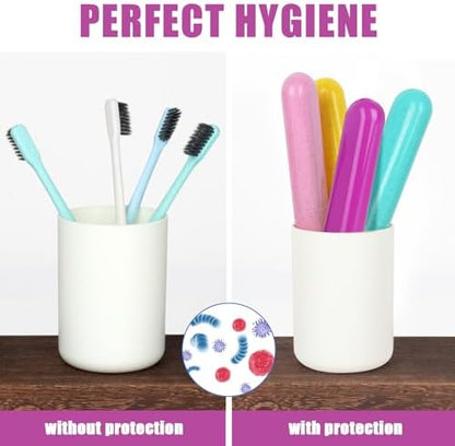 Hooqict 4 Pack Travel Toothbrush Case Portable Travel Toothbrush Holder Plastic Toothbrush Container Protector Cover for Traveling, Camping, Home, School, Business