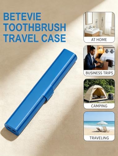 Portable Toothbrush Travel Case: 3 Pack Breathable & Dirt-Proof Hotel Camping Outdoor - Aluminum for Storage Recyclable Traveler (1, Blue)