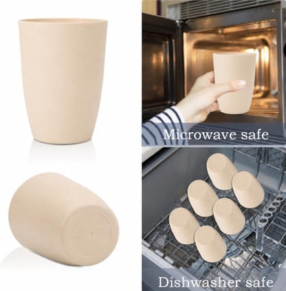Wrova Wheat Straw Cups 6 PCS Good Alternative to Plastic Reusable Cups 20 oz Unbreakable Drinking Cup Reusable Dishwasher Safe Water Plastic Glasses Beige