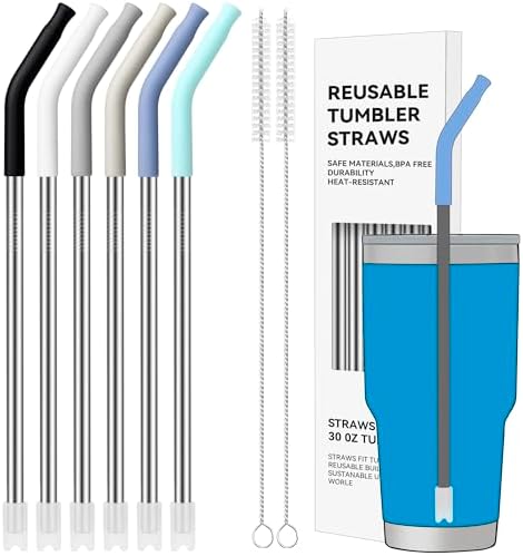 30 oz Straight Metal Straws with Silicone Tip for 30 oz Tumbler