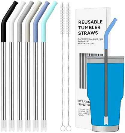 30 oz Straight Metal Straws with Silicone Tip for 30 oz Tumbler