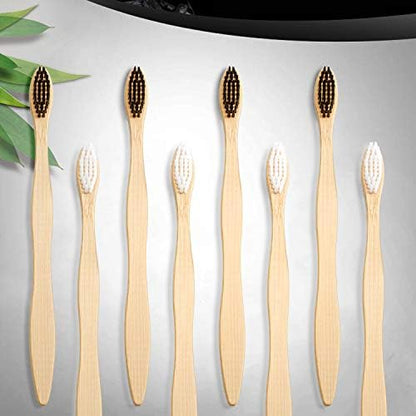 Boao 20 Pcs Bamboo Toothbrushes Bulk Biodegradable Charcoal Toothbrushes Pack Soft Bristle Natural Wooden Individually Wrapped for Adults Reusable Travel