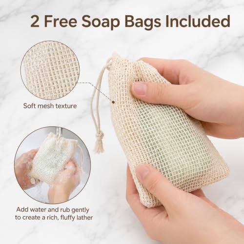 2 Pack Teak Soap Dish Wooden Soap Holder Self Draining Soaps Dish for Shower Natural Wooden Bar Soaps Holder for Bathroom Kitchen Sink Bathtub