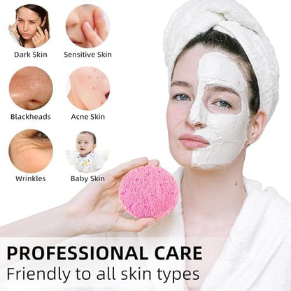 120-Count Compressed Facial sponges for Daily Facial Cleaning,Pink