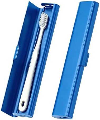 Portable Toothbrush Travel Case: 3 Pack Breathable & Dirt-Proof Hotel Camping Outdoor - Aluminum for Storage Recyclable Traveler (1, Blue)