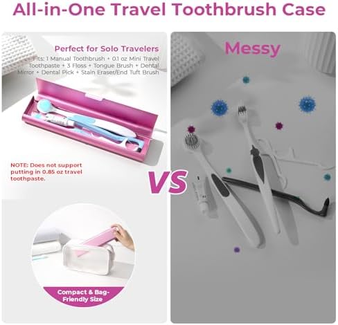 Wider Aluminum Toothbrush Travel Case, Portable Travel Toothbrush Holder, Durable Manual Toothbrush Box Container for Traveling, Bathroom, Camping, Business Trip, Pink