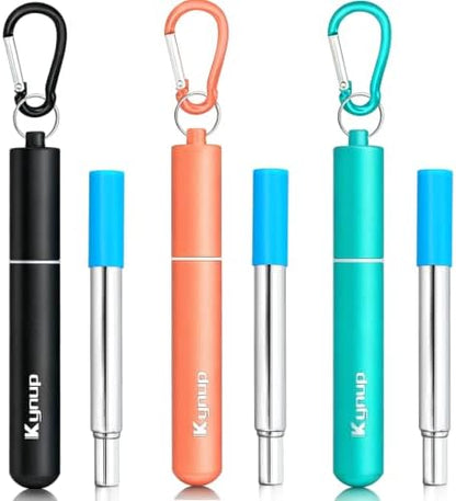 Kynup Reusable Collapsible Metal Straws, Cruise Ship Essentials (3Packs)