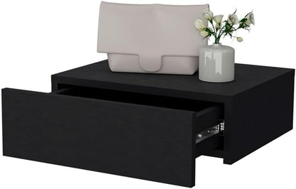 Vienna 1-Drawer Manufactured Wood Floating Nightstand, Black