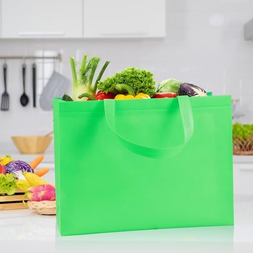 Large Non Woven Tote Bags, 15.7'' Rainbow Reusable Shopping Bags for Groceries