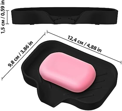 2 PCS Premium Black Self-Draining Soap Bar Holder - Elegant Soap Dish for Shower & Bathroom Use - Versatile Soap Dishes for Bar Soap - Durable Soap Holder & Bathroom Soap Dish Solution