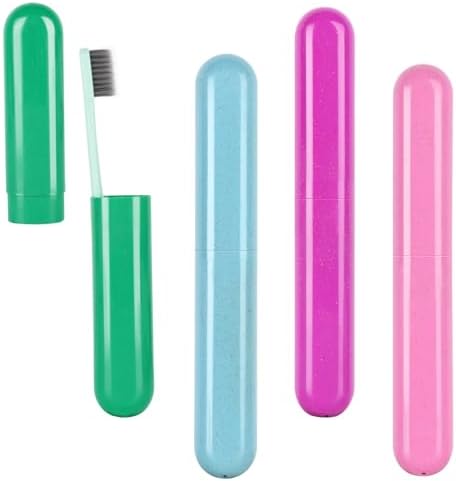 Hooqict 4 Pack Travel Toothbrush Case Portable Travel Toothbrush Holder Plastic Toothbrush Container Protector Cover for Traveling, Camping, Home, School, Business