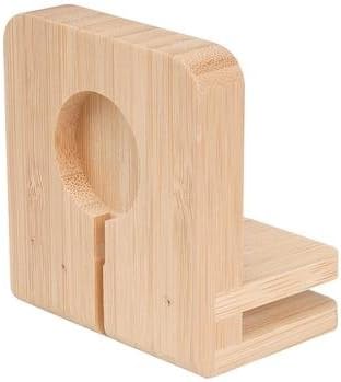 MobileVision Bamboo Charging Station & Compatible Apple Watch Adapter Combo Multi Device Organizer for Apple Watch, Smartphones, Tablets, Laptops, and More