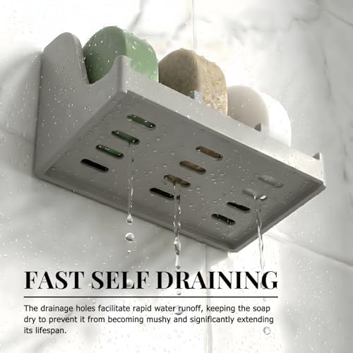 Soap Holder for Shower Wall, 3-Compartment Soap Dish [Patent Pending]