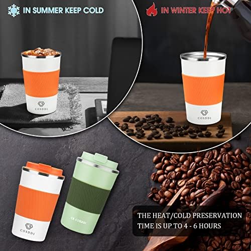 CS COSDDI 12 oz Coffee mug - Stainless Steel Coffee Cup with Leakproof Lid