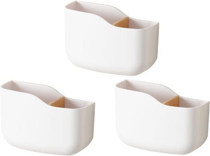 SUNFICON Wall Mount Remote Control Holders 3 Pack Adhesive Media Player Controller Holder Universal TV Remote Organizer Caddy Box Tray Hollow Bottom Phone Charging Home Office Desk Nightstand White