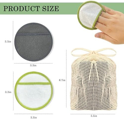 Chloven 16 Pack Reusable Makeup Remover Pads - Soft Bamboo Cotton Rounds