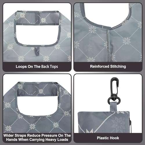 HOLYLUCK Reusable Grocery Bags,Heavy Duty Foldable Shopping Tote Bag (Standard, Grey square)