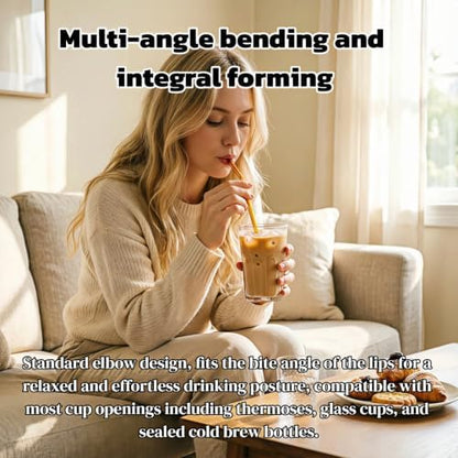 8 Pack Reusable Bent Glass Straws, 8 Inch Food Grade Heat Resistant, BPA FreeLead-Free Multicolor Glass Straws for Smoothie Milkshake Juice Cocktail Tea Hot Drinks, with 2 Cleaning Brushes