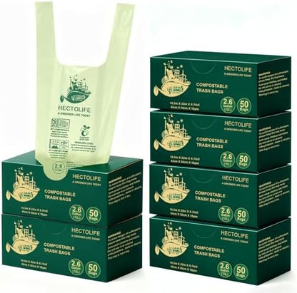 HECTOLIFE 2.6 Gallon 300 Count Compostable Bags Handle Tie