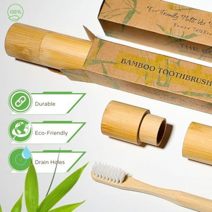 Bamboo Toothbrush & Travel Case Set – Eco-Friendly Oral Care with Soft Bristles – Sustainable & Portable Dental Hygiene Kit 2 Pack (4)