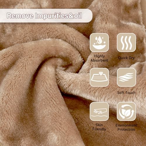Nugilla Makeup Remover Cloths, 8 Packs Makeup Remover Towels Reusable Face Wash Cloth, Soft Microfiber Face Cloth for Women(Light Brown)