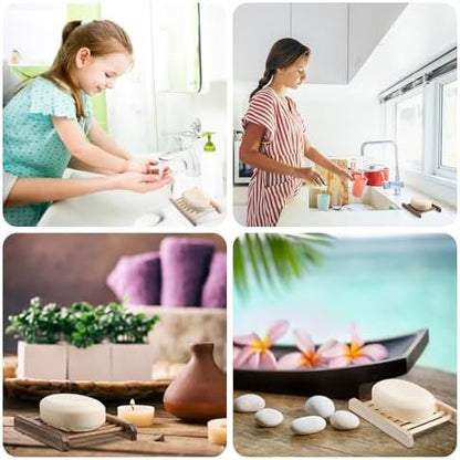 Rtteri 120 Pieces Bamboo Wood Soap Dish Tray Bathroom Wooden Soap Holder Handmade Bathtub Shower Dish Accessories for Home Bathroom Kitchen Sponge Scrubber