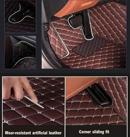 Custom Floor Mats for Cars，Luxury Full Coverage All Weather Car Floor Mats，Leather Car Mat Set ， Floor Mats for 99% of Cars, Trucks & SUVs (Orange)
