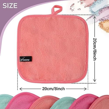 VIVOTE Microfiber Face Cloth Quick Drying Flannel Makeup Remover Pads 6pcs