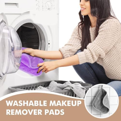 Reusable Makeup Remover Cloths 24 Pack, 6.5"x6.5" Reusable Face Towels