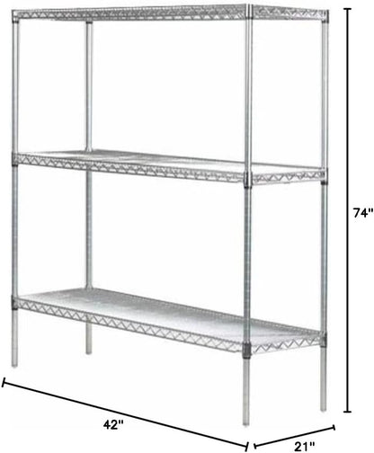 Omega 21" Deep x 42" Wide x 74" High 3 Tier Chrome Starter Shelving Unit