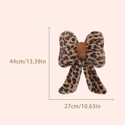 2 Pack Leopard Print Bow Car Headrest Pillow, Comfortable Soft Head Rest Cushion Universal Kawaii Car Accessories Neck Pillow for Driving Travelling Office Home Decor