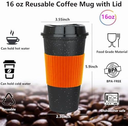 16 oz Plastic Tumblers with Lids, Glitter Coffee, 20 Pack