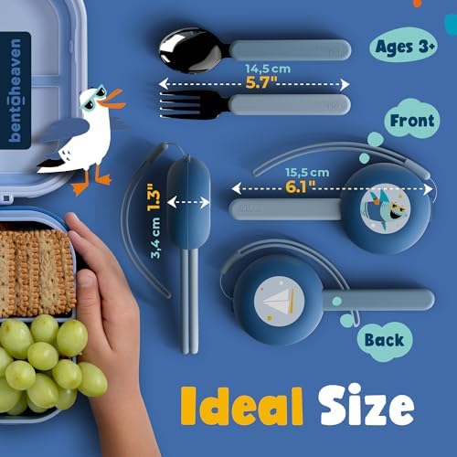 Bentoheaven Kids Utensils Set with Case, Reusable Fork & Spoon, Shark