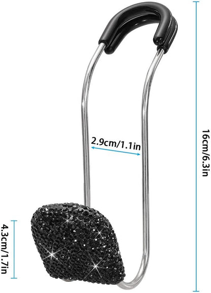 SAVORI Car Headrest Hooks Bling Car Accessories Rhinestones Universal Auto Back Seat Headrest Metal Hanger Organizer Vehicle Holder for Bag Purse Clothes Grocery 2PCS (Black)