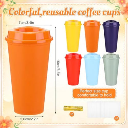 Hushee 12 Pcs Reusable Coffee Cups with Lids Bulk Women's Heart Socks 16 oz Travel Mug Plastic Tumblers for Birthday Holiday Gifts Party Favors