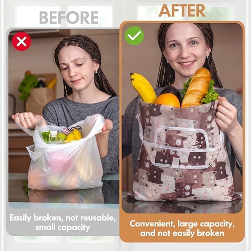 Paterr 46 Pcs Foldable Reusable Grocery Bags Bulk Machine Washable Waterproof Shopping Bags Packable Grocery Tote Pouches