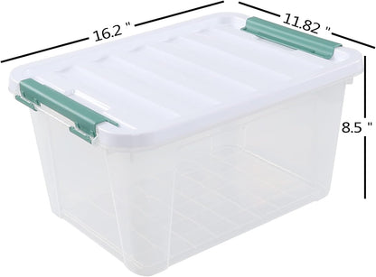 4-Pack 20 Quart Large Stackable Boxes, Plastic Storage Latch Bin, Clear