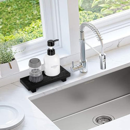 Bathroom Tray Farmhouse Decor Kitchen Soap Holder, 8.7" * 3.6" Black