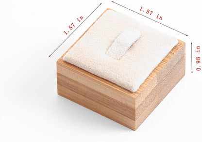 Coward Bamboo 6 Pcs Rings Display Stand for Selling Velvet Jewelry Ring Holder Organizer for Drawer Storage (Beige Velvet)