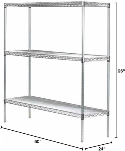 Omega 24" Deep x 60" Wide x 96" High 3 Tier Chrome Starter Shelving Unit